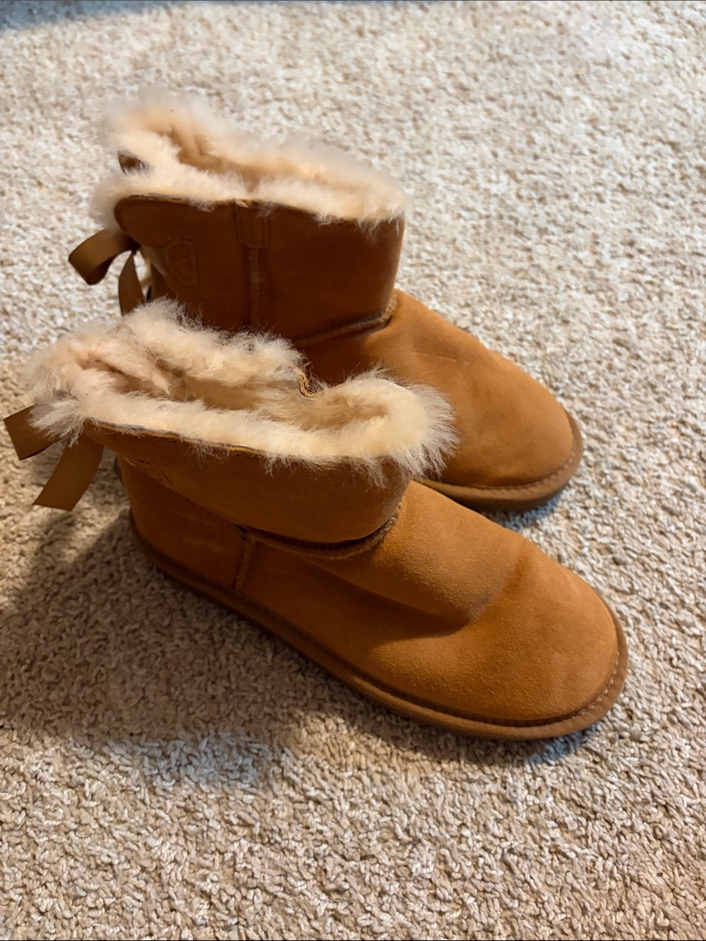 UGG Chestnut Suede Ankle Boots with Cream Faux-Shearling